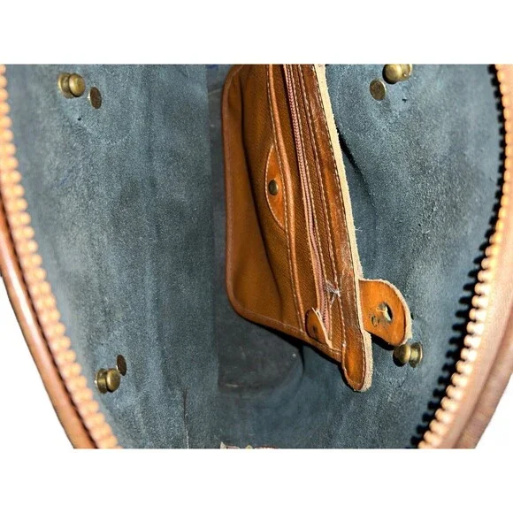 Vintage Dooney & Bourke All Weather Leather Pebble Green Tan Satchel Handbag USA - Picture 7 of 10